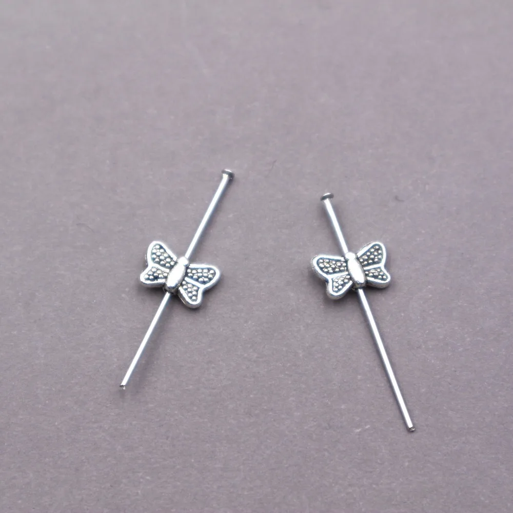 

Wholesale 40pcs 10*7mm Butterfly Charms Beads For Jewelry Making Antique Silver Butterfly Spacers Beads Charm