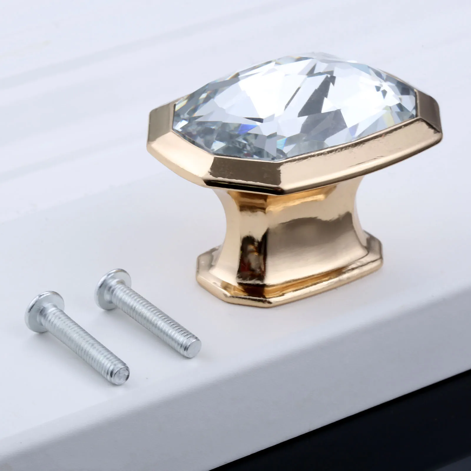 DRELD 1Pc 51*39*37mm Diamond Crystal Glass Knobs Furniture Handles