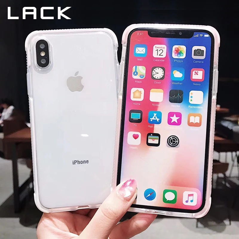 LACK Glitter Bling Anti knock Phone Case For iPhone X XS XR XS Max 6 6S 7 8 Plus Fashion Clear Back Cover Candy Color Cases