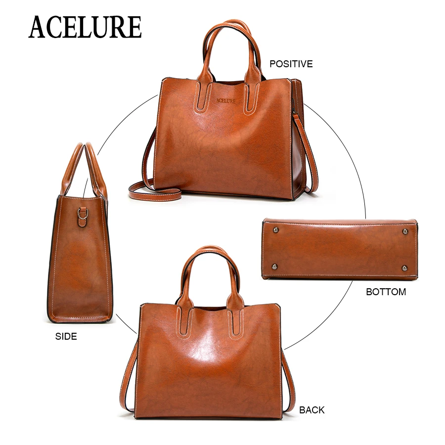  ACELURE Women Shoulder Bag Simple Handbags Famous Brands Big Trunk Tote Vintage Ladies crossbody ba - 32835701534
