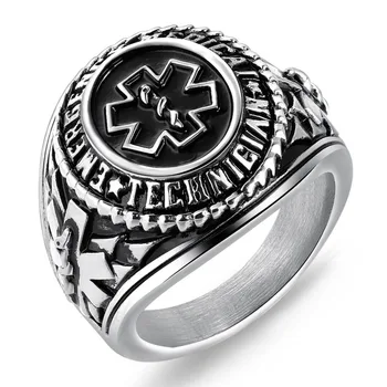 

FntYcm Unisex Medical Sign Stainless Steel Women Rings Mens Stainless Steel Medical Men Ring Gold Doctors Ring
