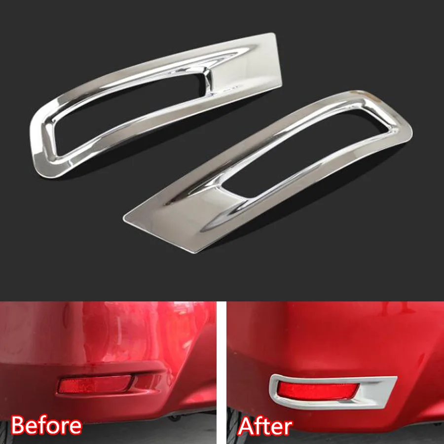 YAQUICKA 2Pcs/set Chrome ABS Car Exterior Rear Fog Light Lamp Frame Trim Styling Sticker For Toyota Corolla 2014-2017