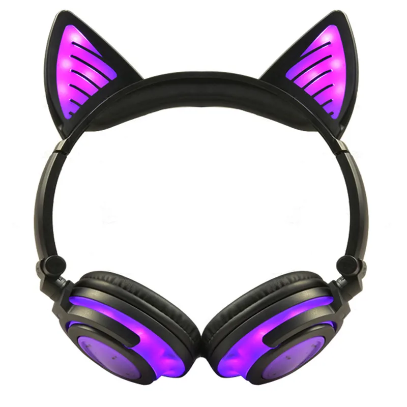 Наушники Bluetooth Беспроводные гарнитуры Складные дети LIMSON Cat Ear Light Up 3 5 мм Штекерный