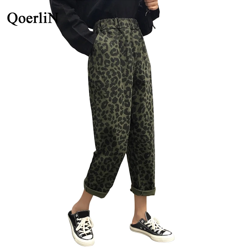 

QoerliN Leopard Print Ankle Length Pants Women 2018 Autumn New Arrivals Elastic Waist Harem Pants Girls Fashion Loose Trouser