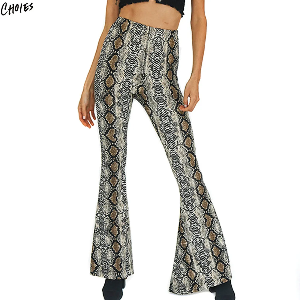 snake print flare pants