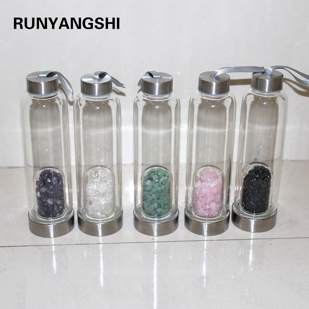 Skup Kreatywny naturalny kryształ kwarcowy szklana butelka wody żwir nieregularny kamień puchar punkt różdżka uzdrawianie nasycony eliksir puchar dla