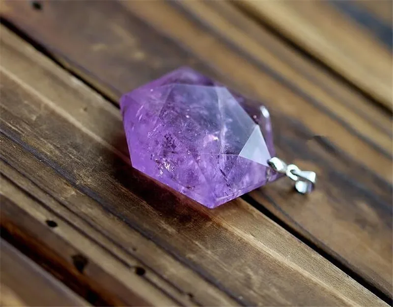 

Natural Stone Quartz Crystal Pendant Natural amethyste big satellite pendant facets Chakra Suspension Healing With Rope