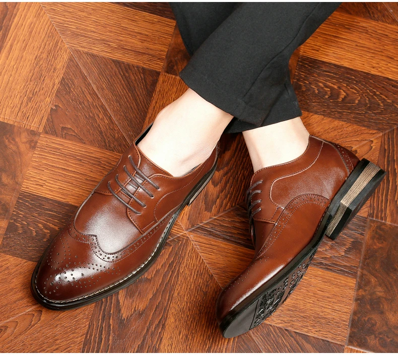 Men's Leather Casual Shoes' Oxfords Office Casual Leather Shoes Men Office Genuine Leather Shoes Men Oxfords Wedding Shoe Dress (10)