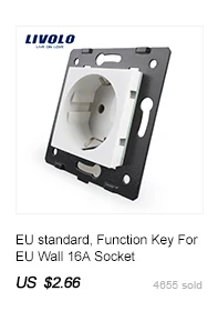 Livolo Производитель стандарт ЕС Роскошный белый/розетка с панелью из черного стекла, кнопка, 2 позиционный переключатель, VL-C7K1S-11/12, без логотипа