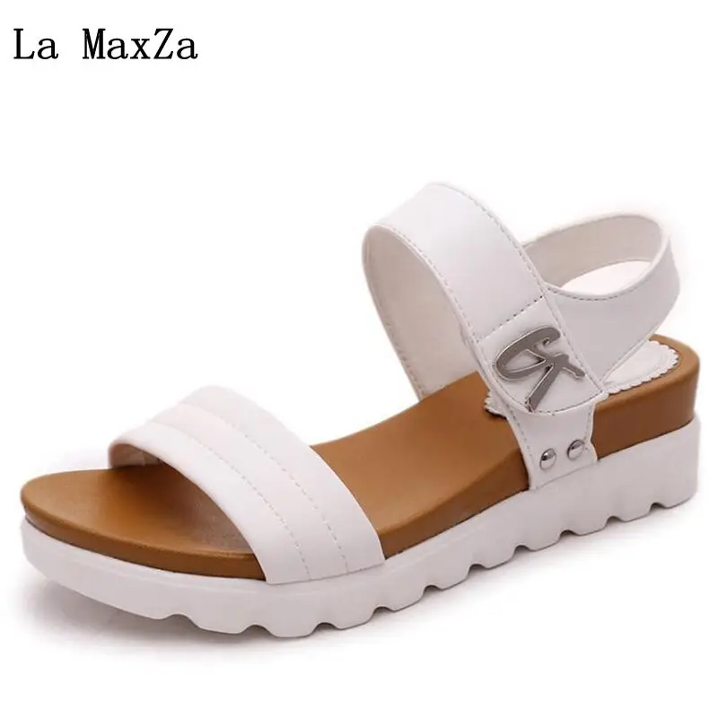

2018 Summer Brand New Female Thick Soled Sandals Exposed toe Flat Sandals Muffin Leisure Non-slip Breathable Tide Women Sandals
