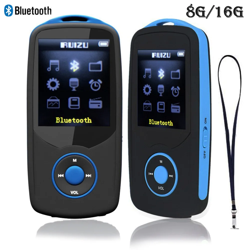 RUIZU X06 Bluetooth MP3 Player 8G/16G Sports MP3 music Player 8GB with 1.8Inch Screen 70h high