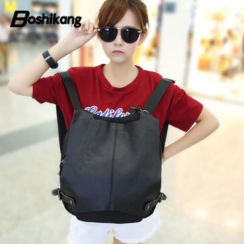

Boshikang New women backpack Genuine leather with oxford women's casual day packs school backpacks girl's fashion backpack bag