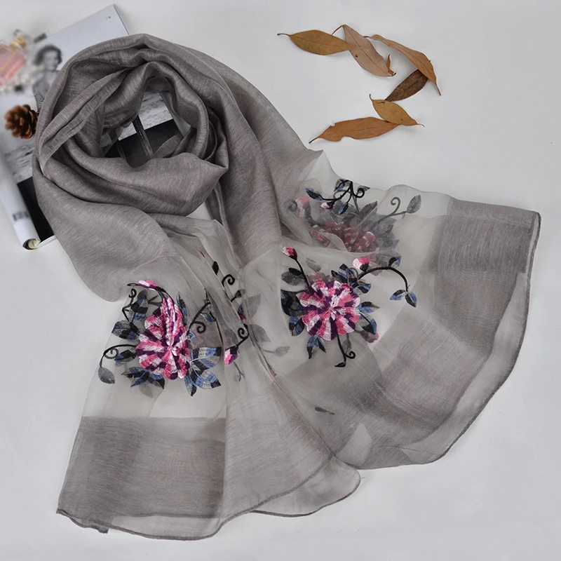 New Style Women Silk Scarves Elegant Floral Printed Women Scarf Chinese