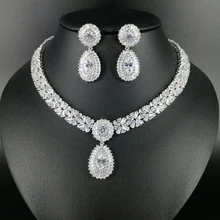 NEW FASHION Retro palace water drop crystal zircon necklace earring wedding bride banquet dress formal jewelry set free shipping
