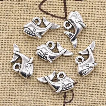 

20pcs Charms Double Sided Lovely Whale 15x10mm Antique Bronze Silver Color Plated Pendants Making DIY Handmade Tibetan Jewelry