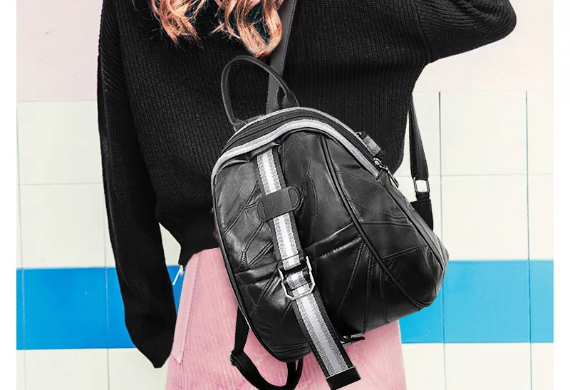 women genuine leather backpack sheepkin bag ladies small backpack_11