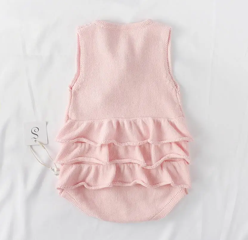 Baby Girls Clothes Rompers 1-3Yrs Baby Knitted Romper Set Infant Newborn Baby Girl Jumpsuit Cotton Baby Jumpsuit For Girls - Цвет: Pink