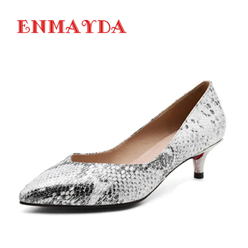 

ENMAYDA PU Material Casual Spike Heels Basic Slip-On Low Heels Peep Toe Lovely Pumps Summer Wedding Open Side for Woman Shoes