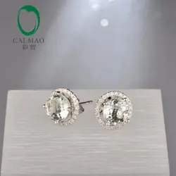 Caimao ювелирные изделия К 14 к Глод 2.17ct Аметист алмаз классические серьги Бесплатная доставка