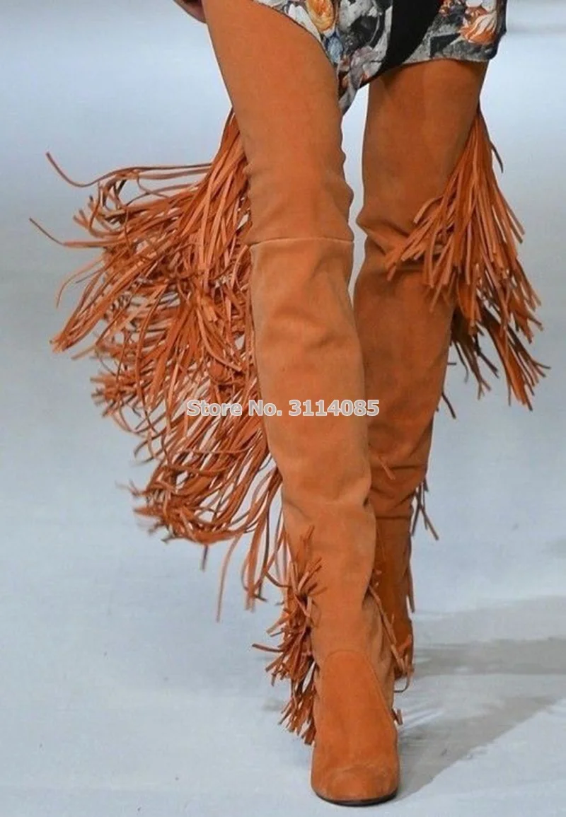 suede fringe boots womens