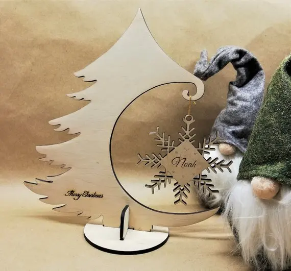 Пользовательское имя Рождественская елка орнамент, персонализированные украшения в виде снежинки, пользовательский деревянный Рождественский орнамент, рождественские украшения
