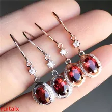 KJJEAXCMY fine jewelry 925 pure silver inlaid with natural long pomegranate stone earrings jewelry kjjeaxcmy fine jewelry 925 silver inlaid with natural gem pomegranate stone female plum flower cut ring silver jewelry female