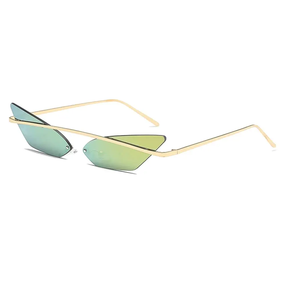 Модные брендовые женские солнцезащитные очки кошачий глаз, маленькие солнцезащитные очки, Ретро стиль, металлическая оправа, зеркальные Женские Треугольные очки - Цвет линз: 4