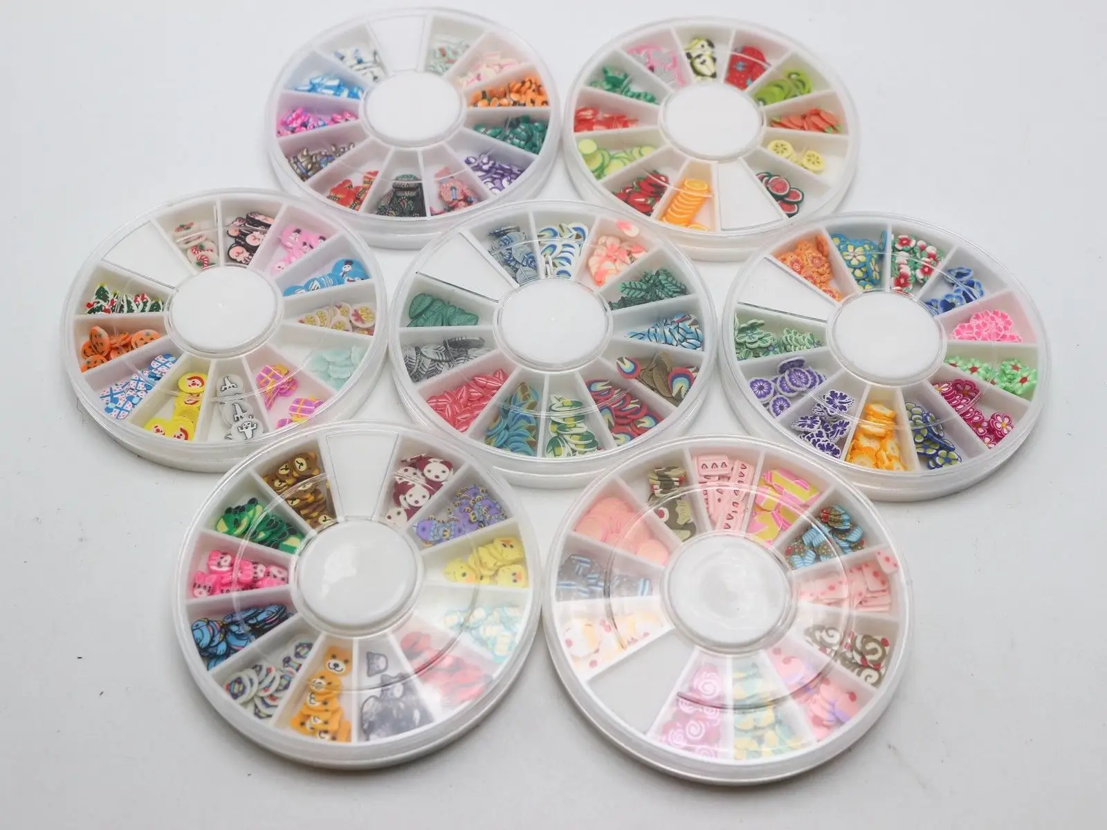 Wheel of 12 Styles Assorted 3D Fimo Polymer Clay Slices Various Nail
