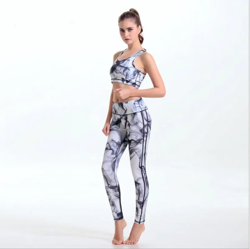 Women Yoga Set Vest+Pants Workout Sport Fitness Running Grm Clothing Two Pieces Bra Trouser