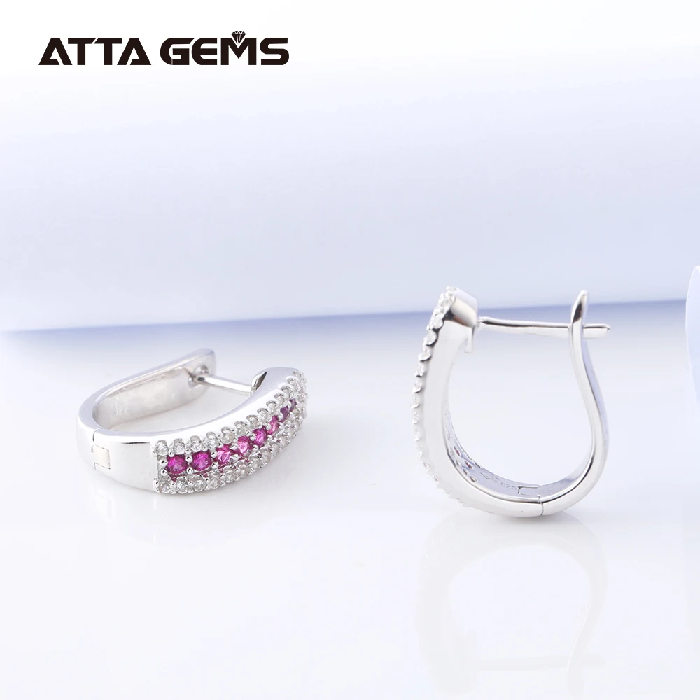 Cena Rubinowy srebrny kolczyk dla kobiet klasyczny Design stworzony rubinowy kamień szlachetny dla członków rodziny prezenty biżuterii najwyższej jakości