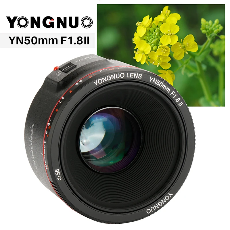 

YONGNUO YN50mm F1.8 II Fixed EF Large Aperture Camera Lens for Canon Bokeh Effect AF MF 50mm Lens for EOS 70D 5D2 5D3 600D DSLR
