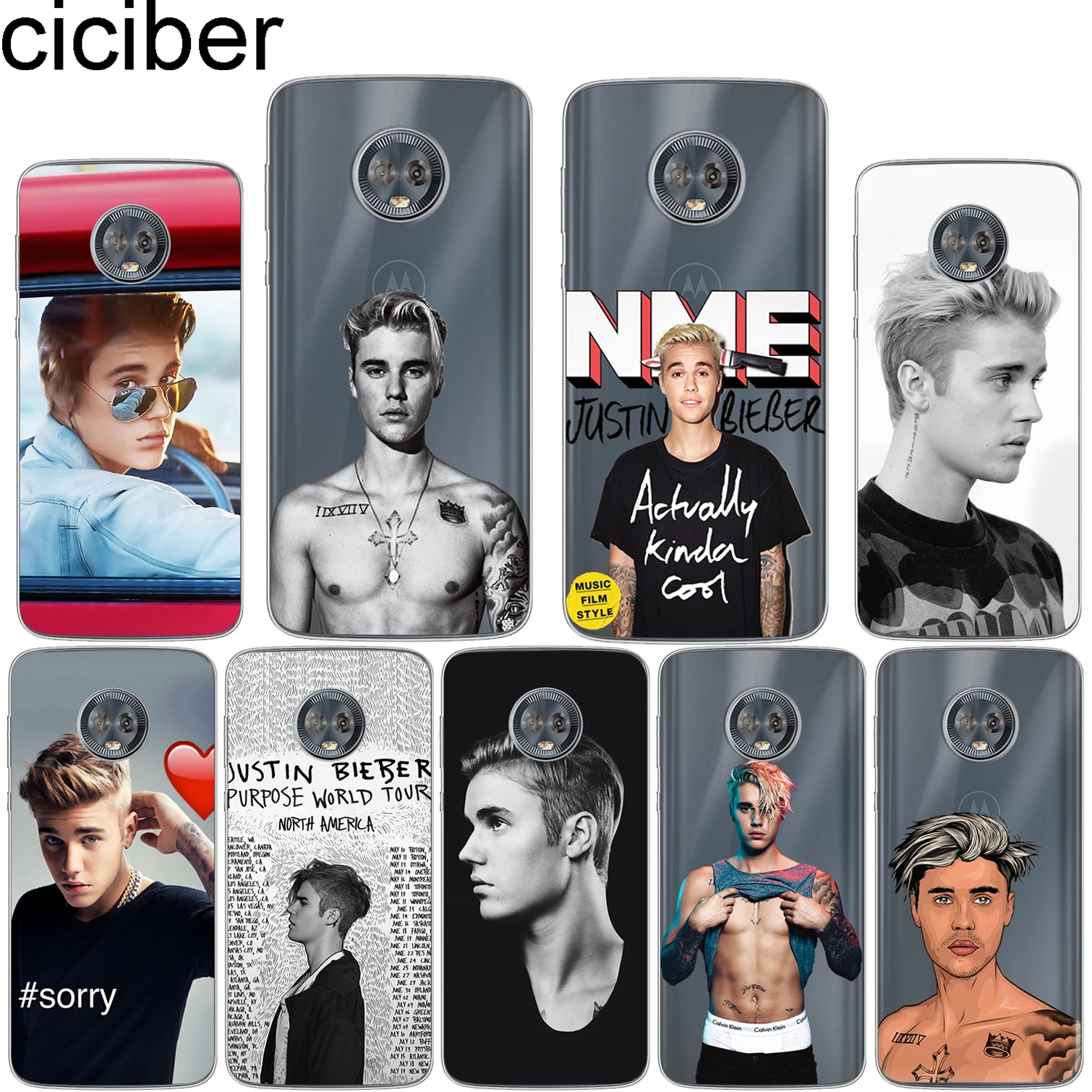 ciciber for Motorola Moto C Z2 Z3 ONE P30 G4 G5 G5S G6 E3 E4 E5 Play Plus Power M X4 Soft silicone TPU Justin Bieber Phone Cases