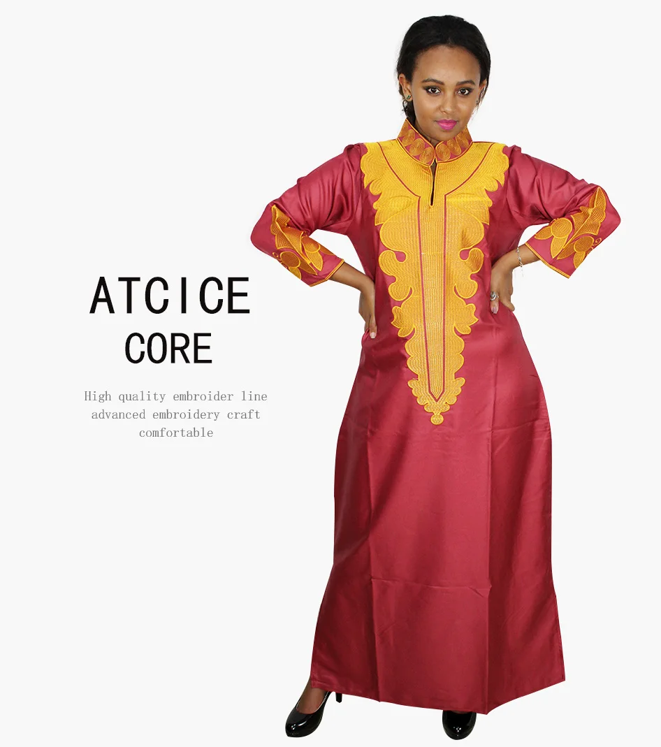 African Dresses For Women Dashiki  Dresses Bazin Riche Traditional African Clothing Long Sleeve For Ladies Without Scarf  LA018# african traditional attire
