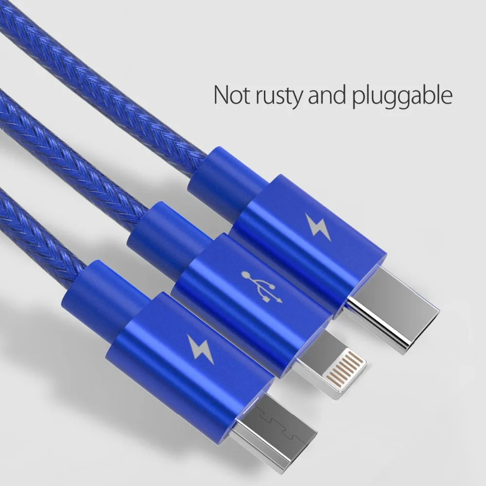  ORICO 3 IN 1 Typ C 8Pin Micro USB Kabel Für iPhone 8X7 6 6S Plus iOS 10 9 8 Samsung Nokia USB Schne