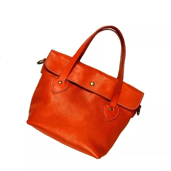 

Japan Style Genuine Soft Cowskin Lady Working Purse Environmental Tanned Leather Women's Top-handle Handbag Female Shoulder Bag