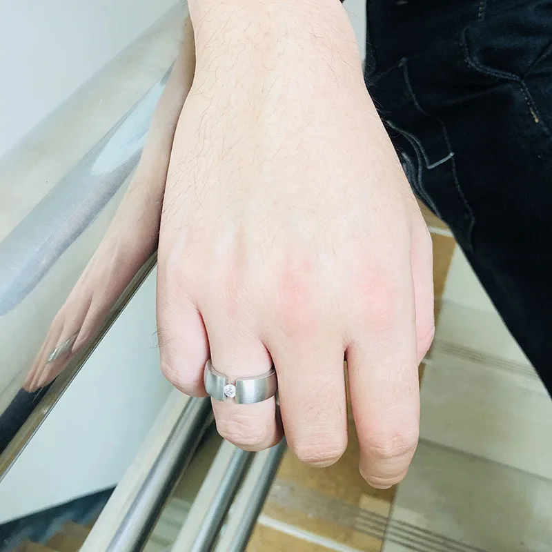Modyle Healthy Magnetic Rings for Men Matte Finished Stainless Steel Male Alliance with Bling Cubic Zirconia Accessories