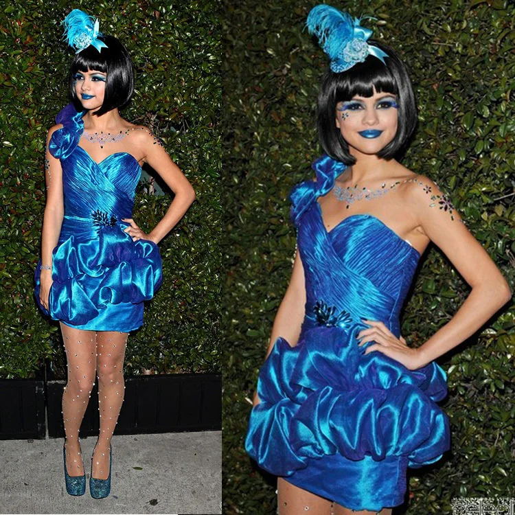 Selena Gomez Blue Cocktail Dress at 