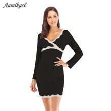 Aamikast Осенняя ночная рубашка ночная одежда ночное белье Модальные платья женское сексуальное белье шелк 22 omme кружево для сна уход за кожей леди