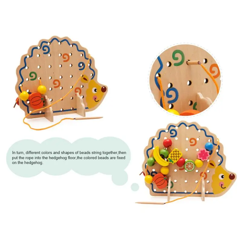 Billig LCLL MWZ Holz Obst und Gemüse Schnürung   Besaitung Perlen Spielzeug mit Hedgehog Bord für Über 3 Jahre Alte Kinder