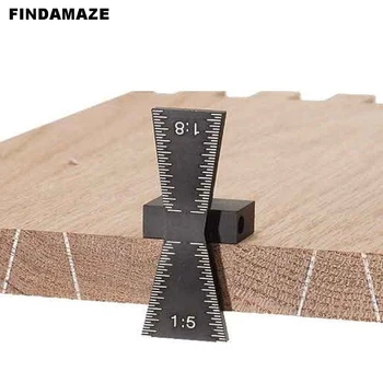 

FINDAMAZE Dovetail Marker Scriber with Scale Dovetail Template Woodworking Joint Gauge Hole Locator TP-0173