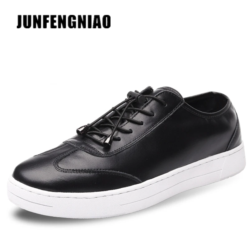 Homens De Sexo black Respirável Up Borracha Casual Lace Vaca Couro Junfengniao Jfn Superstar Genuíno Sapatos Masculino Branco Coreanos a2015 Do White Flats Preto wpXBv8