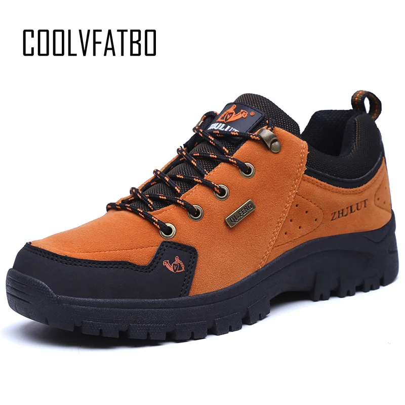 COOLVFATBO/ г.; уличные весенние мужские кожаные ботинки; модные кроссовки с круглым носком; мужская повседневная обувь для пустыни большого размера плюс 47 - Цвет: Orange