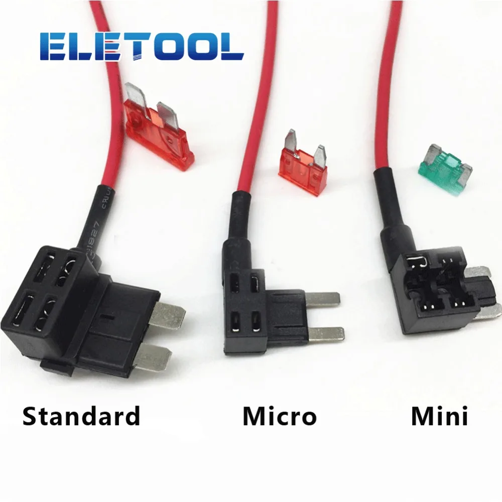 

12V Fuse Holder Add-a-circuit TAP Adapter Micro Mini Standard ATM APM Blade Auto Fuse with 10A Blade Car Fuse with holder YM24
