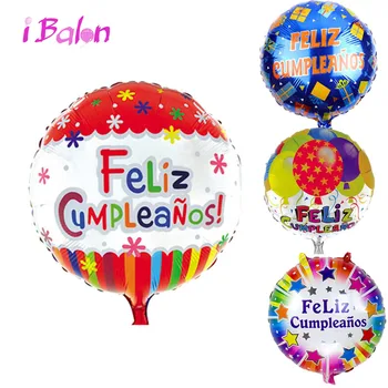 

18inch Spanish Feliz Cumple helium foil balloons 30pcs Chile happy birthday party decorations kids globos child toys wholesale