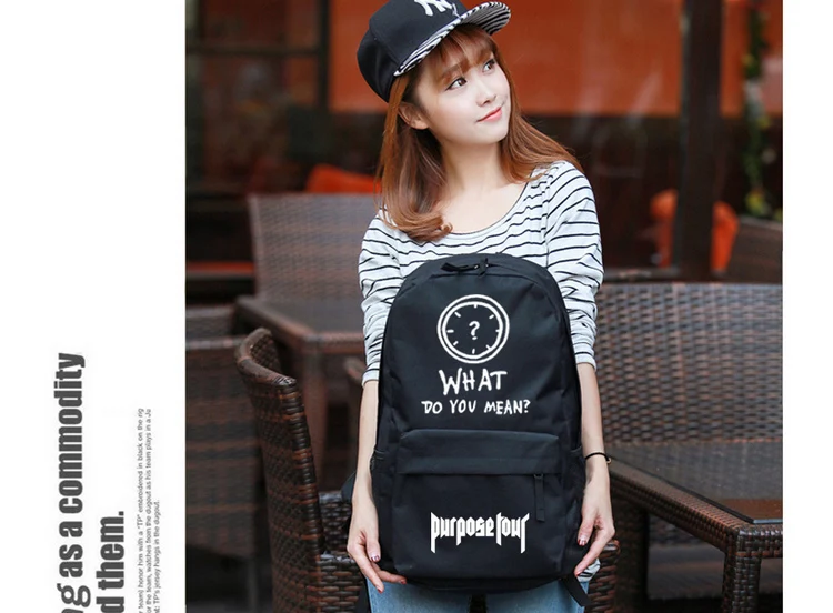 Backpack Justin Bieber Purpose School Bag for Children Students Shoulder Bag Black Mochila Men (4)
