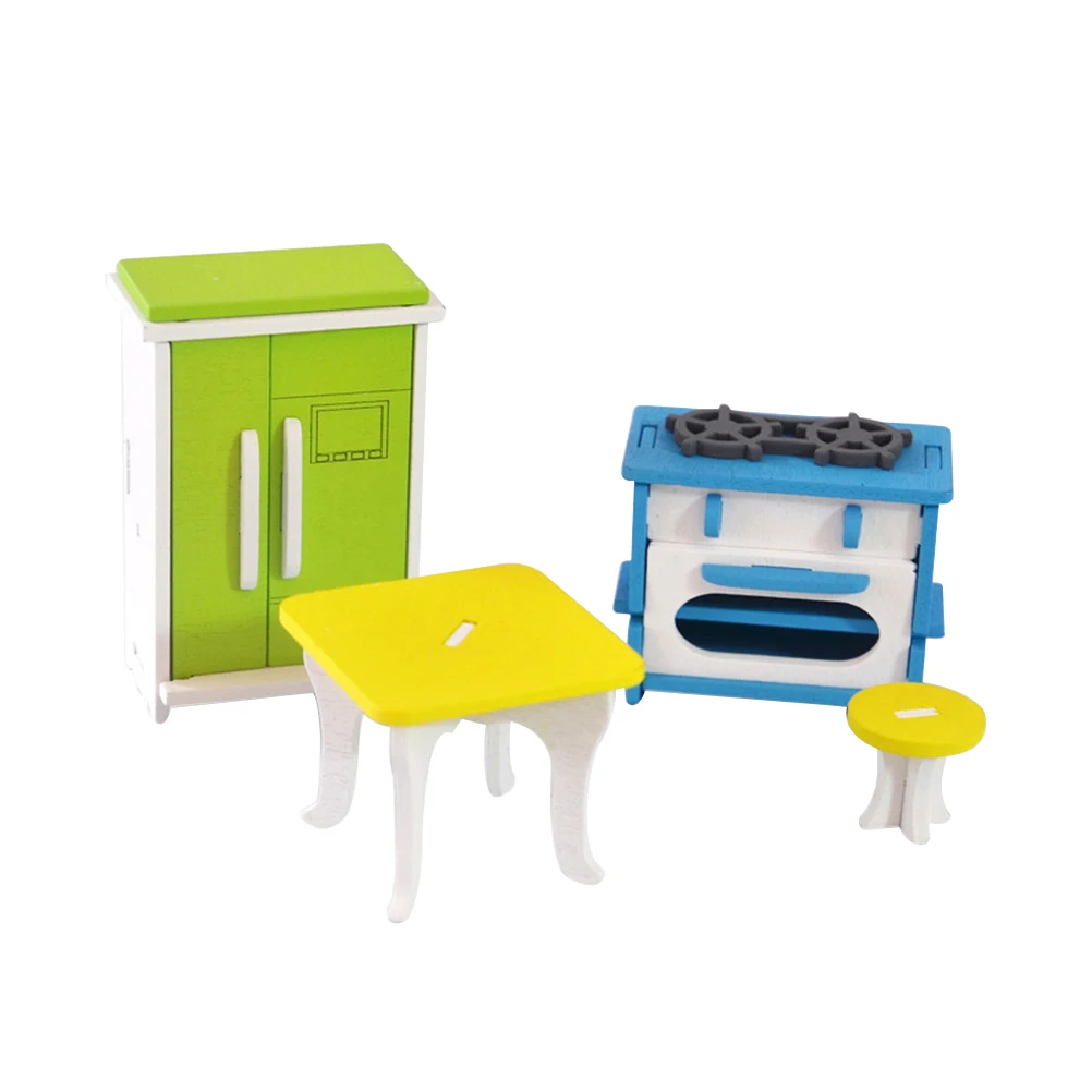 1 компл. фурнитура для сборки мебели игрушка сборки мини деревянный Corlorful модель кукольный домик мебель кухня головоломка для детей Детская
