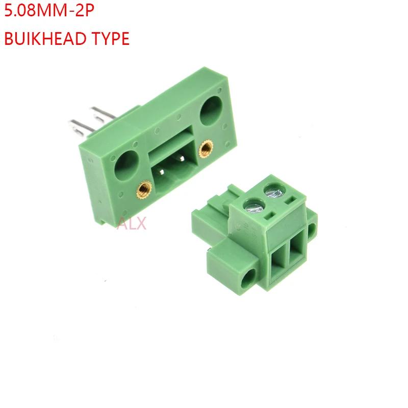 

5SETS KF2EDGWB 2pin 5.08MM pitch straight pluggable screw terminal block 5.08 2 pin bulkhead TYPE connector PLUG + SOCKET 300v