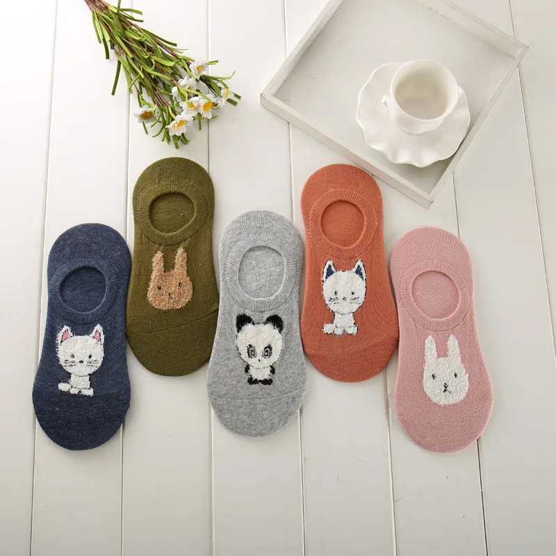 

YSMILE Y New Arrived Non-Slip Silicone Invisible Boat Socks Cute Cartoon Style Spring Summer Causul Breathable Socks