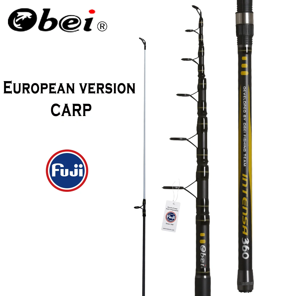 OBEI pesca Rod 3,3 de 3,6 m de fibra de carbono telescópica caña de Spinning pesca 3.25lb de 80-200g 11 12 difícil polo - 1