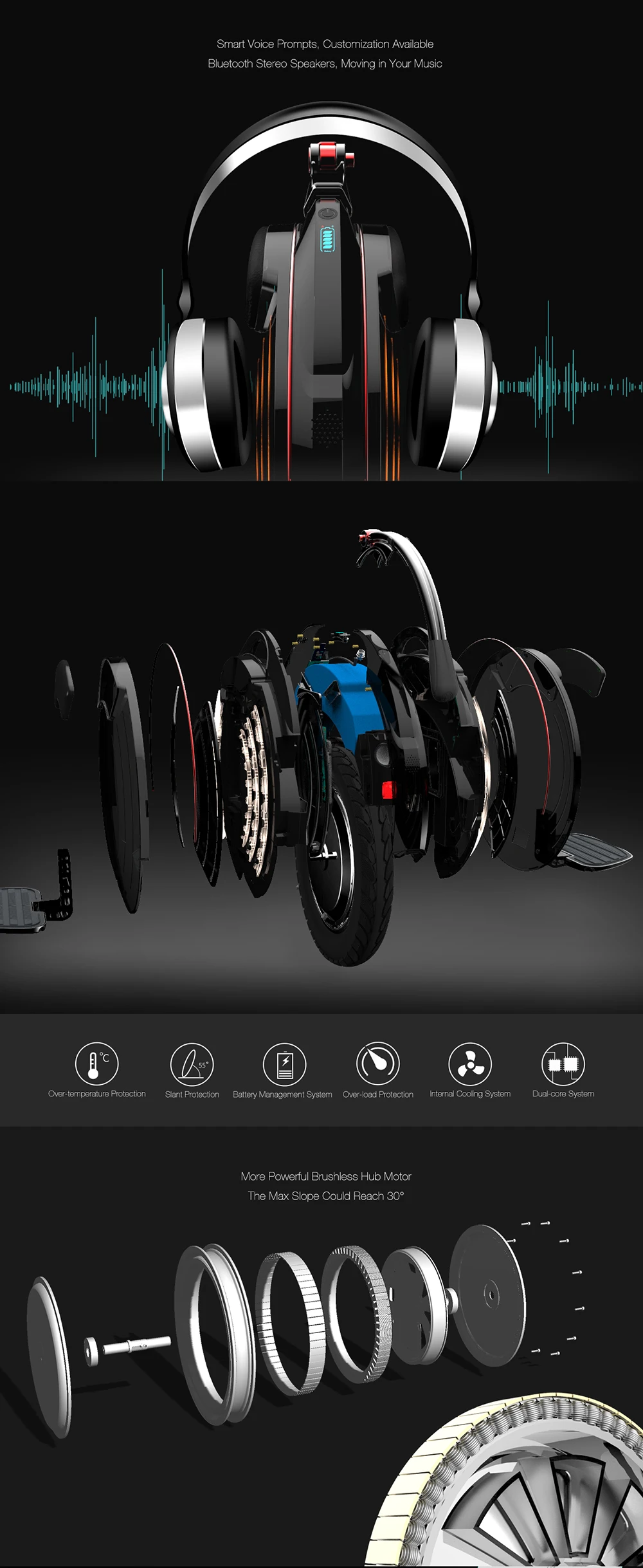 Perfect INMOTION V10 Electric unicycle one wheel scooter Single wheel balancer 1800W motor,650WH battery,max speed 400km/h,App bluebooth 3